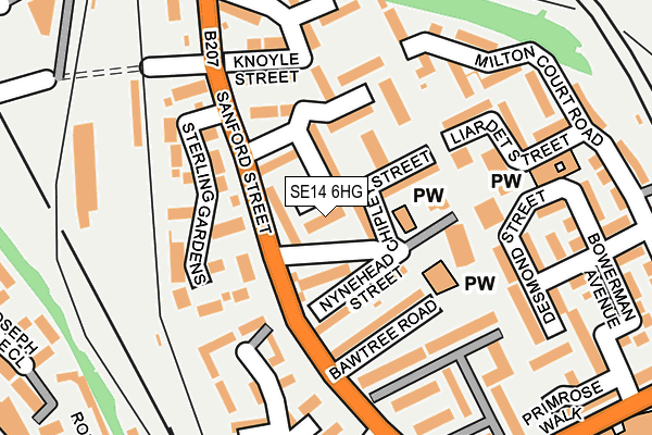 SE14 6HG map - OS OpenMap – Local (Ordnance Survey)