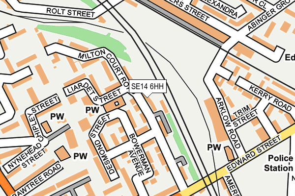 SE14 6HH map - OS OpenMap – Local (Ordnance Survey)