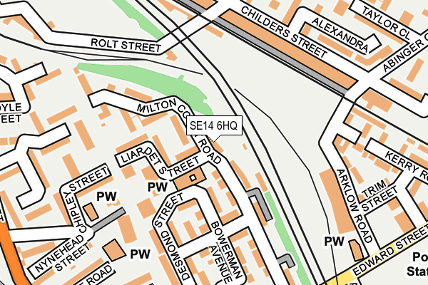 SE14 6HQ map - OS OpenMap – Local (Ordnance Survey)