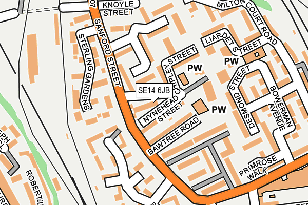 SE14 6JB map - OS OpenMap – Local (Ordnance Survey)