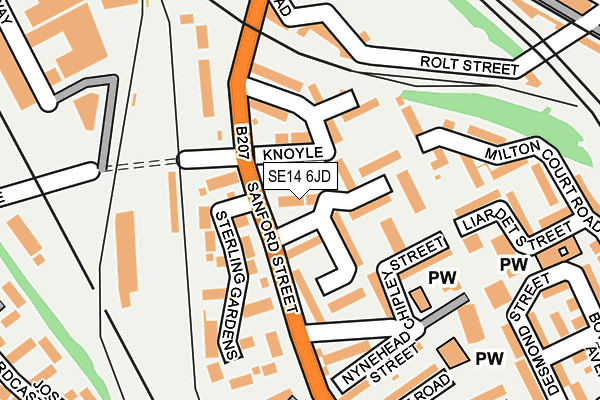 SE14 6JD map - OS OpenMap – Local (Ordnance Survey)