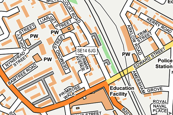 SE14 6JG map - OS OpenMap – Local (Ordnance Survey)