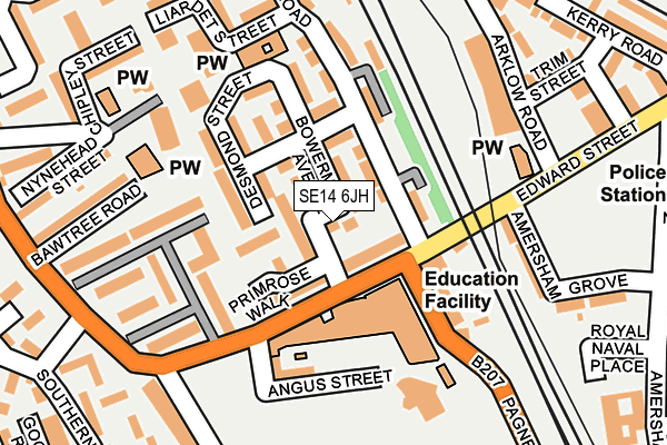SE14 6JH map - OS OpenMap – Local (Ordnance Survey)