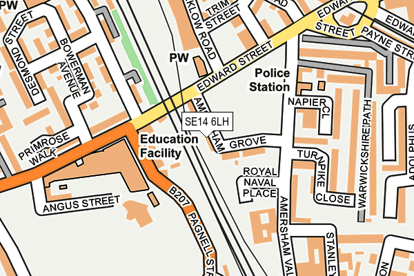SE14 6LH map - OS OpenMap – Local (Ordnance Survey)