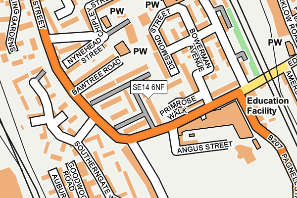 SE14 6NF map - OS OpenMap – Local (Ordnance Survey)