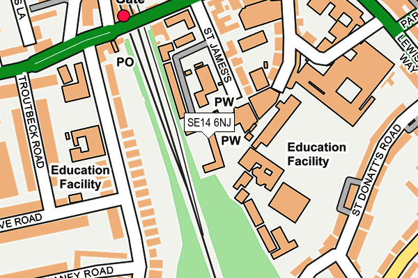 SE14 6NJ map - OS OpenMap – Local (Ordnance Survey)