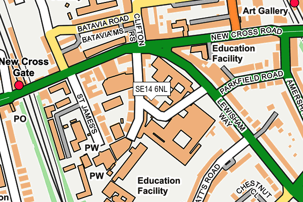 SE14 6NL map - OS OpenMap – Local (Ordnance Survey)