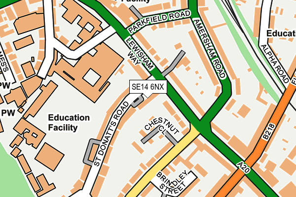 SE14 6NX map - OS OpenMap – Local (Ordnance Survey)