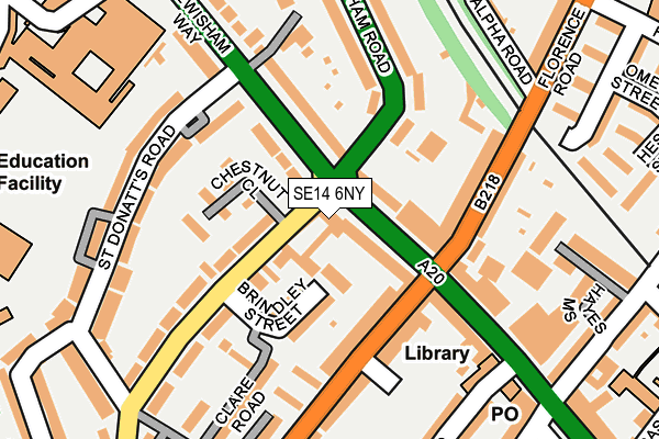 SE14 6NY map - OS OpenMap – Local (Ordnance Survey)