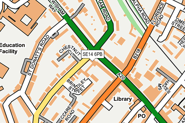 SE14 6PB map - OS OpenMap – Local (Ordnance Survey)