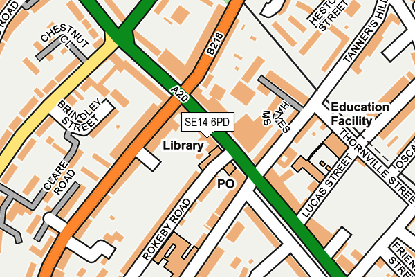 SE14 6PD map - OS OpenMap – Local (Ordnance Survey)