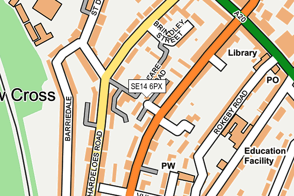 SE14 6PX map - OS OpenMap – Local (Ordnance Survey)