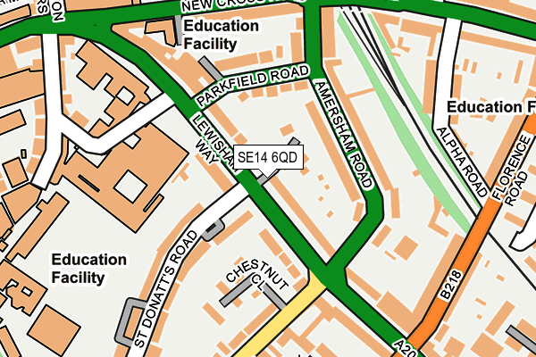SE14 6QD map - OS OpenMap – Local (Ordnance Survey)