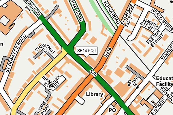SE14 6QJ map - OS OpenMap – Local (Ordnance Survey)