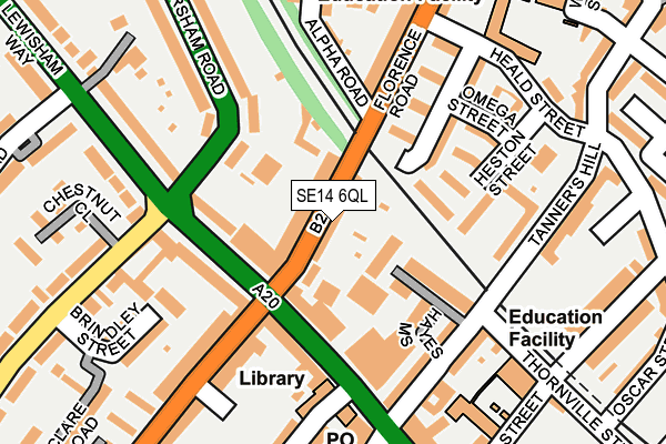 SE14 6QL map - OS OpenMap – Local (Ordnance Survey)