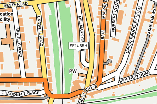 SE14 6RH map - OS OpenMap – Local (Ordnance Survey)