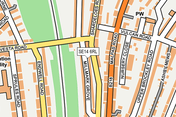 SE14 6RL map - OS OpenMap – Local (Ordnance Survey)