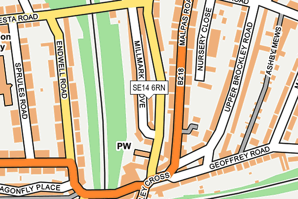 SE14 6RN map - OS OpenMap – Local (Ordnance Survey)