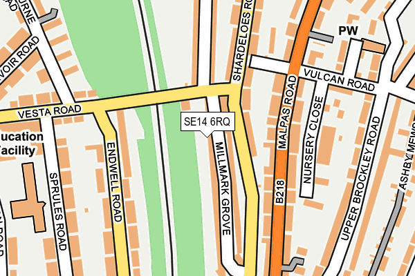 SE14 6RQ map - OS OpenMap – Local (Ordnance Survey)