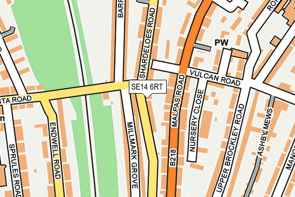 SE14 6RT map - OS OpenMap – Local (Ordnance Survey)