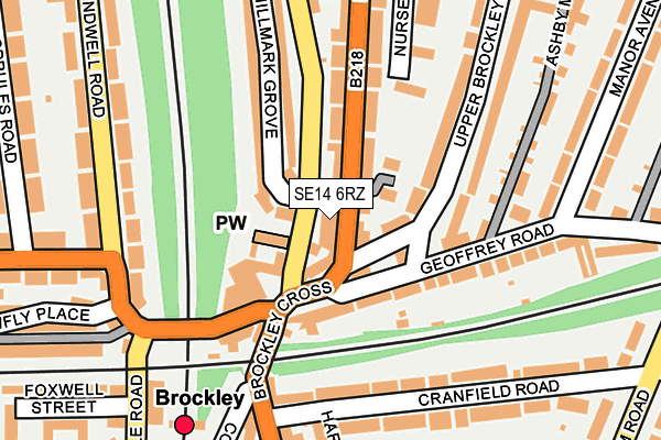 SE14 6RZ map - OS OpenMap – Local (Ordnance Survey)