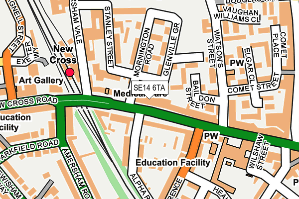 SE14 6TA map - OS OpenMap – Local (Ordnance Survey)