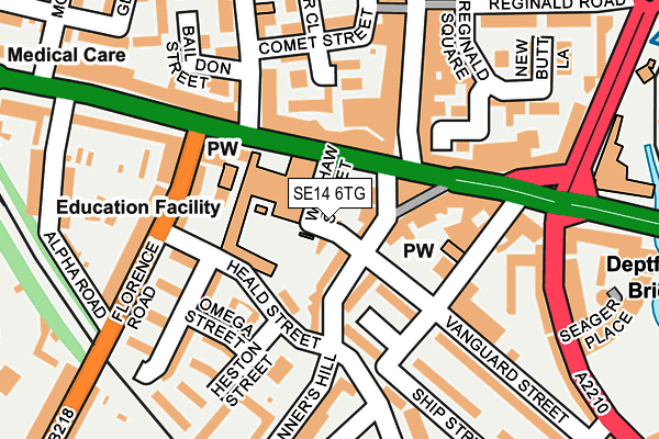 SE14 6TG map - OS OpenMap – Local (Ordnance Survey)