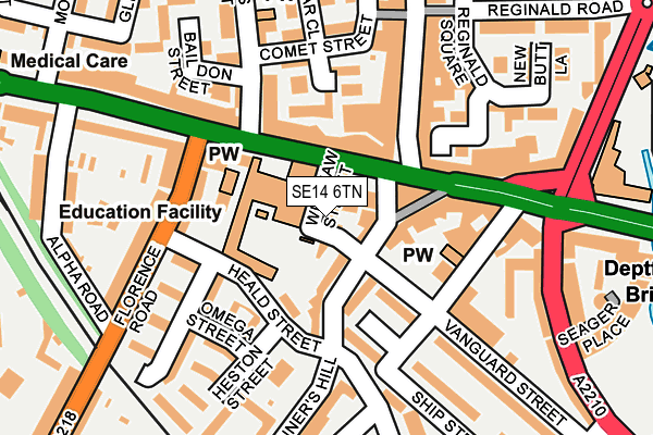 SE14 6TN map - OS OpenMap – Local (Ordnance Survey)