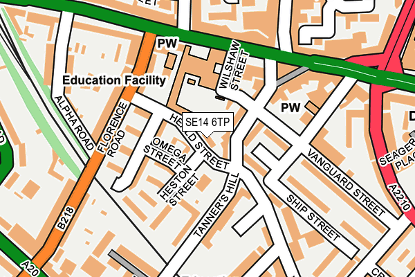 SE14 6TP map - OS OpenMap – Local (Ordnance Survey)