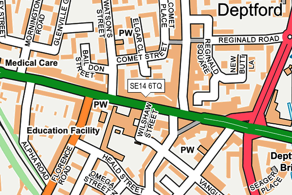 SE14 6TQ map - OS OpenMap – Local (Ordnance Survey)
