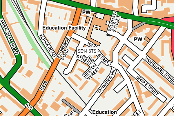 SE14 6TS map - OS OpenMap – Local (Ordnance Survey)