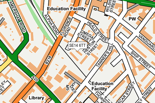 SE14 6TT map - OS OpenMap – Local (Ordnance Survey)