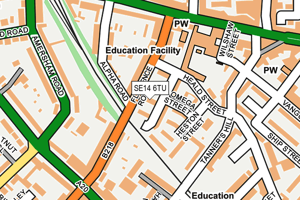 SE14 6TU map - OS OpenMap – Local (Ordnance Survey)