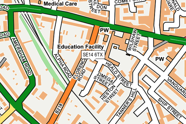 SE14 6TX map - OS OpenMap – Local (Ordnance Survey)