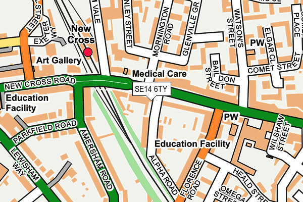 SE14 6TY map - OS OpenMap – Local (Ordnance Survey)
