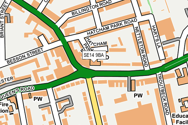 SE14 9BA map - OS OpenMap – Local (Ordnance Survey)