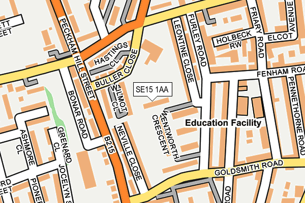 SE15 1AA map - OS OpenMap – Local (Ordnance Survey)