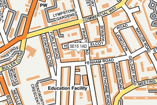 SE15 1AD map - OS OpenMap – Local (Ordnance Survey)