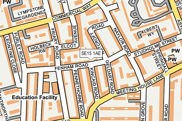SE15 1AE map - OS OpenMap – Local (Ordnance Survey)