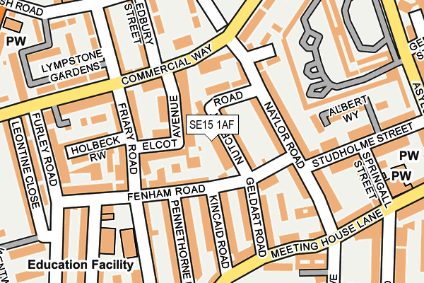 SE15 1AF map - OS OpenMap – Local (Ordnance Survey)