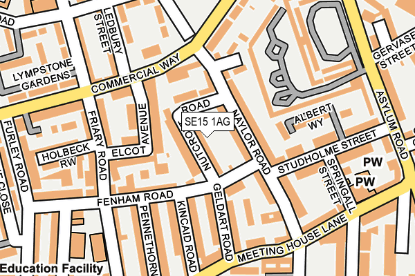 SE15 1AG map - OS OpenMap – Local (Ordnance Survey)
