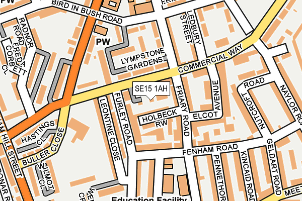 SE15 1AH map - OS OpenMap – Local (Ordnance Survey)