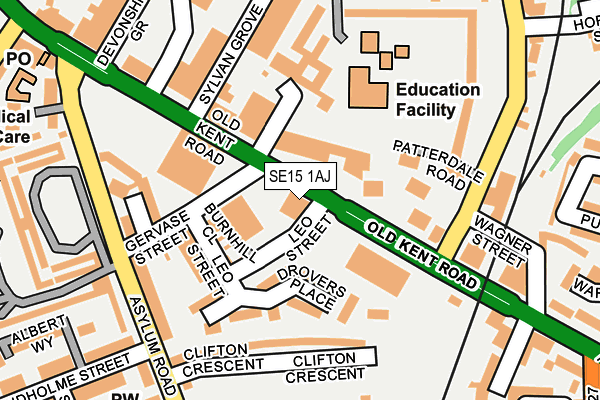 SE15 1AJ map - OS OpenMap – Local (Ordnance Survey)