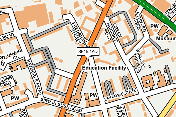 SE15 1AQ map - OS OpenMap – Local (Ordnance Survey)