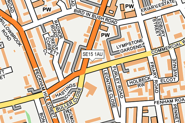 SE15 1AU map - OS OpenMap – Local (Ordnance Survey)