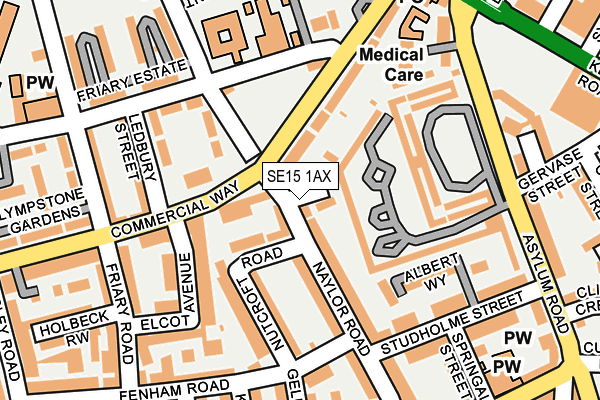 SE15 1AX map - OS OpenMap – Local (Ordnance Survey)