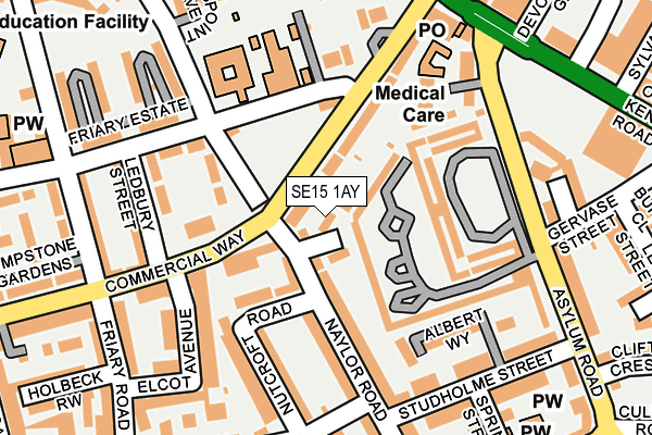 SE15 1AY map - OS OpenMap – Local (Ordnance Survey)