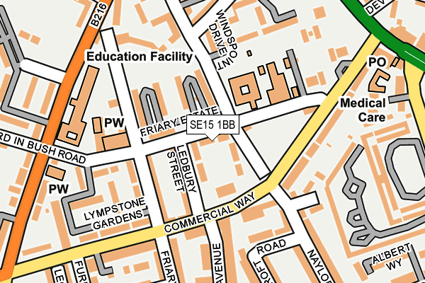 SE15 1BB map - OS OpenMap – Local (Ordnance Survey)