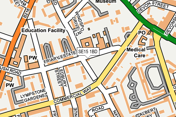 SE15 1BD map - OS OpenMap – Local (Ordnance Survey)