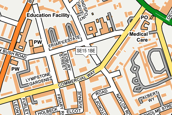SE15 1BE map - OS OpenMap – Local (Ordnance Survey)